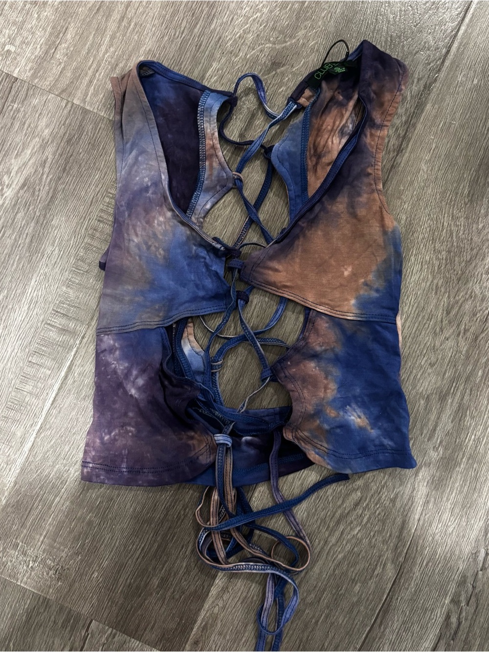 Dollskill - CELESTIAL BASS LACE UP CROP TOP - TIE DYE - NWT